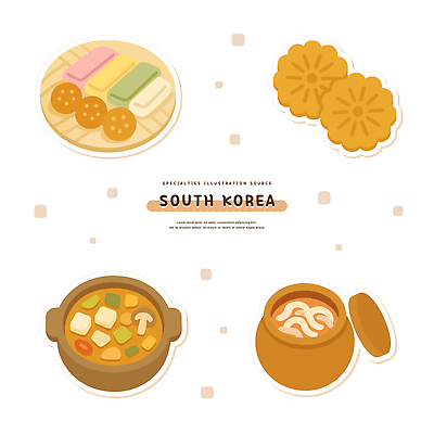 한국전통 전통문화 일러스트 사람없음 세트 소쿠리 항아리 된장찌개 오브젝트 뚝배기 한과 약과 다과 새우젓 국내일러스트 AI파일 전통 문화 한식 디저트 한국 바구니 전통음식 도자기 찌개 젓갈 파일형식 벡터