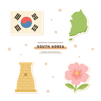 한국전통 전통문화 일러스트 사람없음 세트 태극기 오브젝트 무궁화 첨성대 남한 국내일러스트 AI파일 전통 꽃 문화 한국 경주_경상북도 국기 국보 파일형식 벡터