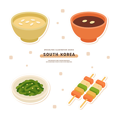 한국전통 접시 전통문화 일러스트 잔 사람없음 세트 꼬치 오브젝트 식혜 나물무침 수정과 국내일러스트 AI파일 전통 식기 문화 음료 한국 전통차 무침 파일형식 벡터