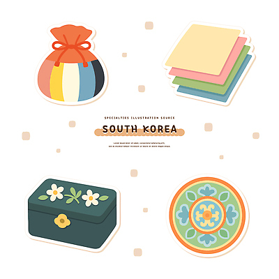 한국전통 전통문화 일러스트 복주머니 사람없음 세트 한지 오브젝트 보관함 단청 색지 나전칠기 국내일러스트 AI파일 전통 종이 문화 전통소품 한국 공예품 전통공예 파일형식 벡터