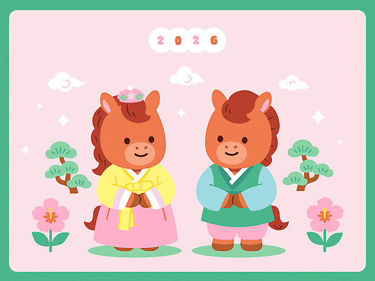 구름 일러스트 새해 미소 사람없음 반짝임 소나무 한복 족두리 무궁화 손모으기 일러캐릭터 병오년 붉은말 붉은말캐릭터 AI파일 자연요소 나무 캐릭터 한국전통 꽃 모션 전통소품 표정 손짓 말_동물 전통의상 말캐릭터 파일형식 벡터 2026년