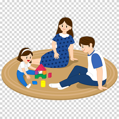 전신 편집이미지 여자 남자 어린이 가족 놀이 미소 누끼 앉기 소녀 성인 세명 매트 머리띠 PNG 블록쌓기 장신구 관계 모션 표정 사람 쌓기 블록 파일형식