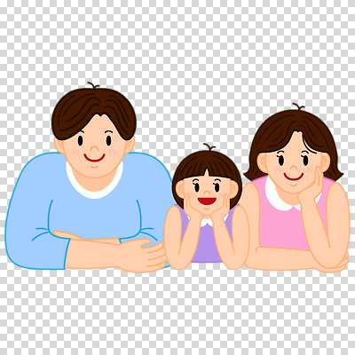 편집이미지 여자 남자 어린이 엎드리기 가족 미소 누끼 소녀 상반신 성인 세명 턱괴기 PNG 관계 모션 표정 사람 파일형식