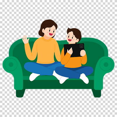 전신 편집이미지 여자 남자 어린이 대화 웃음 들기 누끼 앉기 소년 성인 두명 소파 태블릿 PNG 모자관계 아들 의자 가족 모션 엄마 표정 말하기 사람 전자제품 스마트기기 파일형식