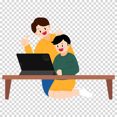 전신 편집이미지 남자 어린이 웃음 누끼 앉기 소년 성인 두명 태블릿 무릎꿇기 책상 따봉 PNG 부자지간 남자만 아들 가구 가족 모션 표정 사람 전자제품 스마트기기 최고 아빠 파일형식