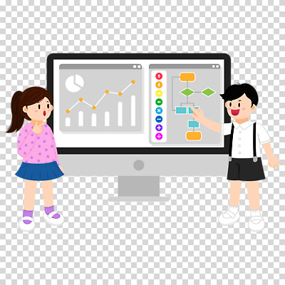 전신 편집이미지 여자 남자 어린이 그래프 미소 누끼 소녀 소년 두명 모니터 놀람 가리킴 PNG 인터넷창 어린이만 코딩 감정 인터넷 표정 사람 손짓 컴퓨터 컴퓨터교육 파일형식
