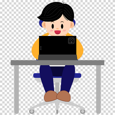 1 남자 어린이 가구 의자 모션 표정 사람 전자제품 스마트기기 남자한명만 소년만 파일형식 전신 태블릿 바퀴의자 책상 앉기 한명 소년한명만 소년 편집이미지 PNG 웃음 누끼