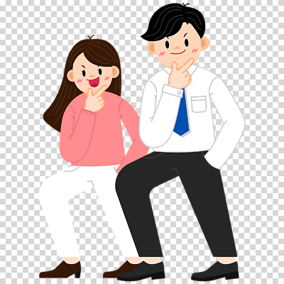 직업 포즈 모션 표정 사람 파일형식 무릎구부리기 미소 주머니손 잘난척 직장인 전신 두명 남자 여자 성인만 성인 편집이미지 PNG 누끼