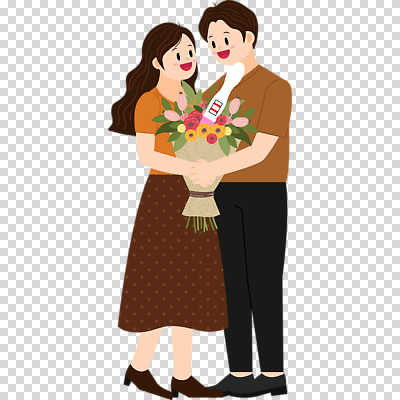 커플 꽃 감정 모션 표정 사람 임신 의료용품 파일형식 안기 임신테스트기 기쁨 꽃다발 부부 전신 두명 여자 남자 성인만 성인 편집이미지 PNG 웃음 누끼