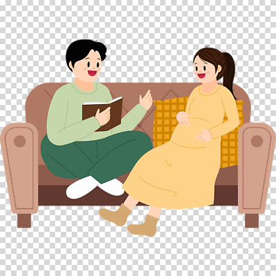 전신 편집이미지 부부 여자 남자 웃음 누끼 앉기 성인 두명 책 소파 임산부 읽기 태교 PNG 성인만 커플 의자 모션 표정 사람 임신 파일형식