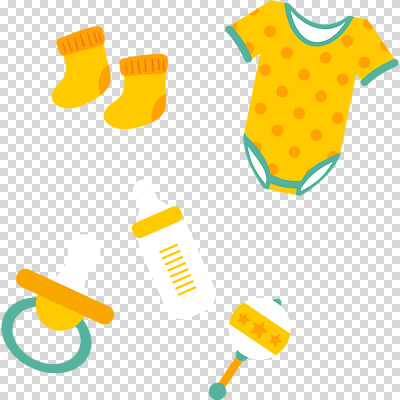 옷 컬러 아기용품 파일형식 딸랑이 젖병 노리개젖꼭지 아기양말 유아복 노란색 편집이미지 PNG 사람없음 누끼