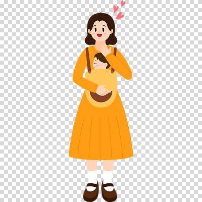 모양 컬러 모션 표정 사람 아기용품 파일형식 두명 주황색 하트 아기 아기띠 안기 전신 여자 성인 편집이미지 PNG 웃음 누끼