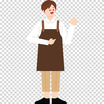 전신 편집이미지 남자 한명 웃음 누끼 성인 손들기 앞치마 바리스타 PNG 성인남자한명만 직업 1 모션 표정 사람 남자한명만 성인남자만 파일형식