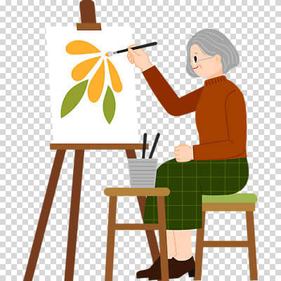 전신 편집이미지 여자 노년 의자 한명 들기 누끼 앉기 붓 그리기 물통 이젤 캔버스 PNG 노인여자한명만 1 가구 모션 사람 성인 미술도구 여자한명만 노인여자만 파일형식
