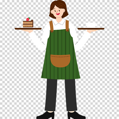 전신 편집이미지 여자 딸기 쟁반 한명 미소 들기 누끼 성인 앞치마 카페 조각케이크 커피잔 종업원 서빙 바리스타 초코케이크 PNG 성인여자한명만 직업 1 커피 과일 모션 잔 표정 사람 케이크 상점 여자한명만 성인여자만 파일형식