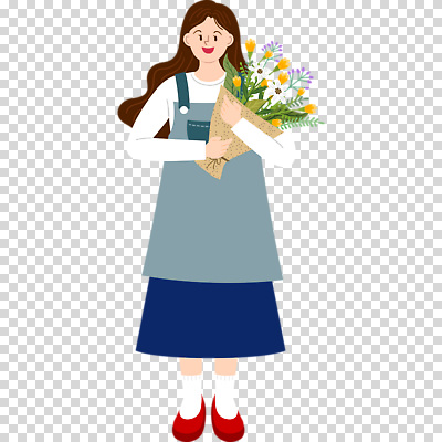 전신 편집이미지 여자 꽃다발 한명 미소 들기 누끼 성인 앞치마 PNG 플로리스트 성인여자한명만 직업 1 꽃 모션 표정 사람 여자한명만 성인여자만 파일형식