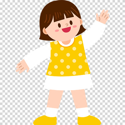 전신 편집이미지 여자 어린이 한명 웃음 누끼 소녀 노란색 손들기 손인사 PNG 소녀한명만 1 컬러 모션 표정 사람 인사 여자한명만 소녀만 파일형식