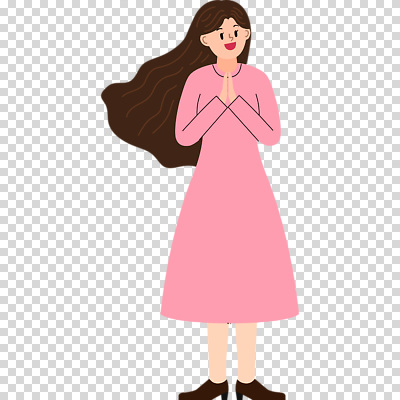 전신 편집이미지 여자 분홍색 한명 미소 누끼 성인 손모으기 PNG 성인여자한명만 1 컬러 표정 사람 손짓 여자한명만 성인여자만 파일형식