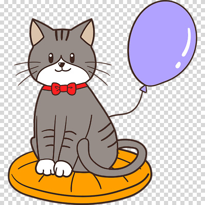 편집이미지 리본 방석 누끼 앉기 사람없음 고양이 풍선 PNG 포유류 모션 반려동물 파일형식