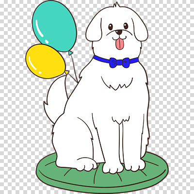 편집이미지 리본 방석 누끼 앉기 사람없음 강아지 풍선 PNG 모션 반려동물 개 파일형식