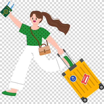 전신 편집이미지 여자 한명 웃음 들기 누끼 성인 달리기 캐리어 당기기 항공권 여권 크로스백 PNG 성인여자한명만 1 가방 모션 표정 사람 여행가방 티켓 여자한명만 성인여자만 파일형식
