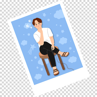 전신 편집이미지 남자 하늘색 의자 한명 미소 누끼 앉기 성인 턱괴기 낙서 샌들 폴라로이드사진 PNG 성인남자한명만 셀프스튜디오 1 가구 신발 모션 스튜디오 표정 사람 파란색 폴라로이드 사진관 남자한명만 성인남자만 파일형식