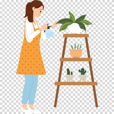 전신 편집이미지 여자 화분 잎 한명 미소 들기 누끼 성인 앞치마 물뿌리개 물주기 진열장 PNG 다육식물 성인여자한명만 식물 1 모션 표정 사람 여자한명만 성인여자만 파일형식