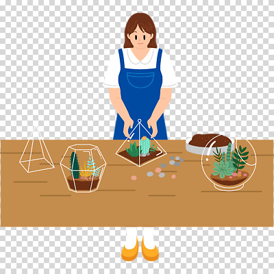 전신 편집이미지 여자 잎 한명 누끼 성인 앞치마 PNG 나무탁자 다육식물 유리화분 성인여자한명만 식물 1 화분 탁자 사람 여자한명만 성인여자만 파일형식