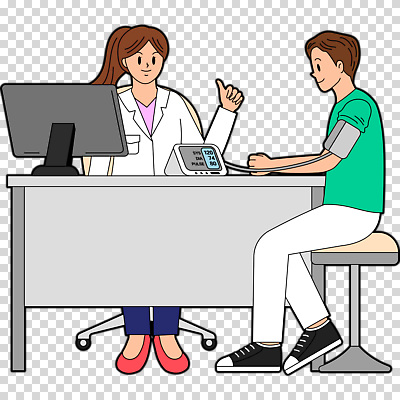 가구 의자 의학 의료기기 모션 표정 사람 컴퓨터 의료진 최고 측정 혈압 파일형식 혈압계 따봉 앉기 의사 바퀴의자 책상 모니터 혈압측정 미소 전신 두명 남자 여자 성인만 성인 편집이미지 PNG 누끼