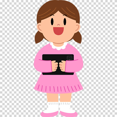 전신 편집이미지 여자 어린이 분홍색 안기 한명 미소 들기 누끼 소녀 태블릿 PNG 소녀한명만 1 컬러 모션 표정 사람 전자제품 스마트기기 여자한명만 소녀만 파일형식