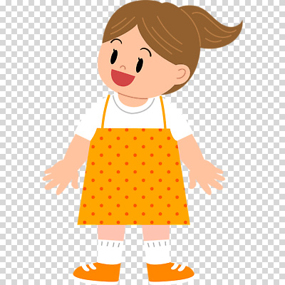 전신 편집이미지 여자 어린이 한명 미소 누끼 소녀 주황색 PNG 소녀한명만 1 컬러 표정 사람 여자한명만 소녀만 파일형식