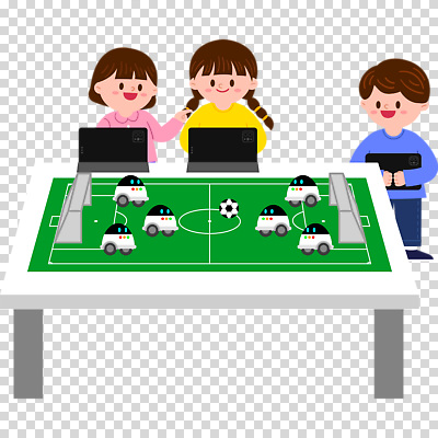 여자 남자 어린이 가구 공 축구용품 스포츠시설 사람 전자제품 스마트기기 파일형식 축구공 축구장 로봇 태블릿 책상 상반신 전신 세명 소녀 소년 어린이만 편집이미지 PNG 누끼