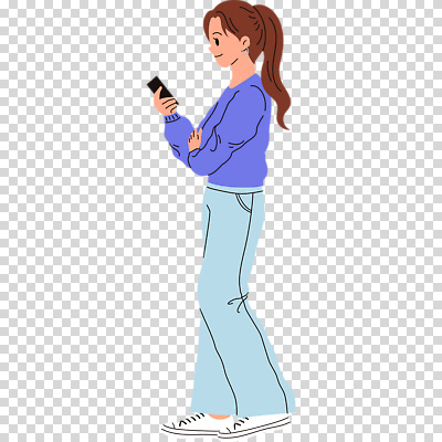 1 모션 표정 사람 핸드폰 스마트기기 여자한명만 성인여자만 파일형식 걷기 스마트폰 들기 미소 전신 한명 여자 성인여자한명만 성인 편집이미지 PNG 누끼