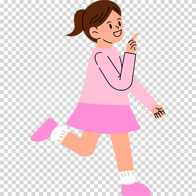 1 여자 어린이 컬러 모션 표정 사람 손짓 여자한명만 소녀만 파일형식 분홍색 달리기 가리킴 전신 한명 소녀한명만 소녀 편집이미지 PNG 웃음 누끼