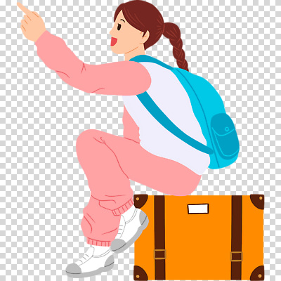 전신 편집이미지 여자 배낭 한명 웃음 누끼 앉기 성인 여행가방 가리킴 PNG 성인여자한명만 1 가방 모션 표정 사람 손짓 여자한명만 성인여자만 파일형식