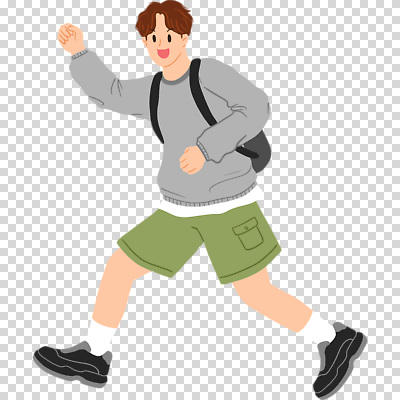1 가방 모션 표정 사람 남자한명만 성인남자만 파일형식 달리기 배낭 손들기 전신 한명 남자 성인남자한명만 성인 편집이미지 PNG 웃음 누끼