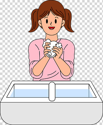 1 여자 어린이 모션 표정 사람 위생용품 거품 씻기 여자한명만 소녀만 파일형식 손씻기 미소 문지르기 비누거품 비누 세면대 상반신 한명 소녀한명만 소녀 편집이미지 PNG 누끼