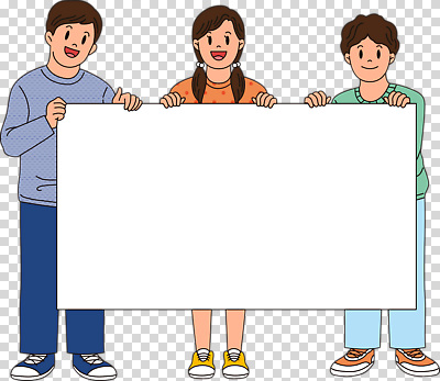 전신 편집이미지 여자 남자 어린이 웃음 들기 누끼 소녀 소년 세명 팻말 PNG 어린이만 카피스페이스 모션 프레임 표정 사람 공백 파일형식