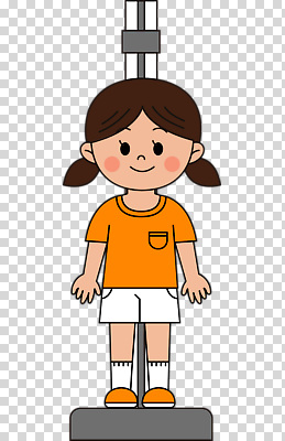1 여자 어린이 의료기기 표정 사람 측정 키_신체 여자한명만 소녀만 파일형식 신장측정기 키재기 미소 전신 한명 소녀한명만 소녀 편집이미지 PNG 누끼