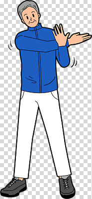 전신 편집이미지 노년 남자 한명 미소 누끼 파란색 스트레칭 PNG 노인남자한명만 1 컬러 표정 사람 성인 운동 남자한명만 노인남자만 파일형식