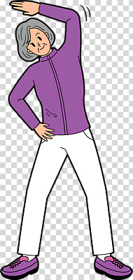전신 편집이미지 여자 노년 허리손 한명 누끼 보라색 스트레칭 PNG 노인여자한명만 1 컬러 포즈 사람 성인 운동 여자한명만 노인여자만 파일형식