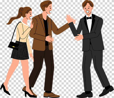 전신 편집이미지 여자 남자 신랑 웃음 누끼 턱시도 성인 세명 친구 핸드백 축하 손인사 PNG 반가움 성인만 감정 결혼 컨셉 가방 관계 표정 사람 정장 인사 파일형식