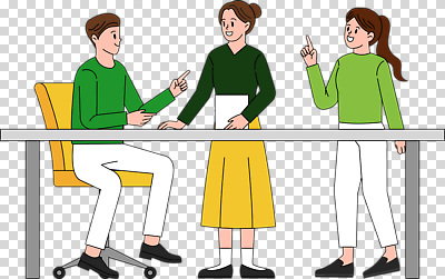 의자 비즈니스 모션 표정 사람 손짓 파일형식 회의 바퀴의자 앉기 가리킴 미소 전신 세명 남자 여자 성인만 성인 편집이미지 PNG 누끼