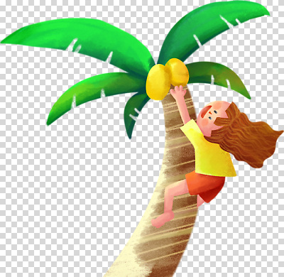 전신 편집이미지 여자 어린이 매달리기 한명 미소 누끼 소녀 야자수 코코넛 PNG 손뻗기 나무타기 따기 열매따기 소녀한명만 나무 1 과일 모션 표정 사람 여자한명만 소녀만 파일형식