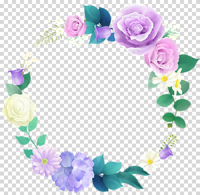 식물 꽃 컬러 프레임 원형 파일형식 원형프레임 보라색 화관 잎 데이지 카네이션 국화 장미 편집이미지 PNG 사람없음 누끼