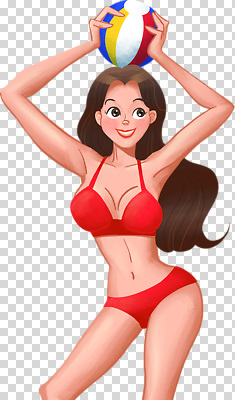 편집이미지 여자 한명 미소 들기 누끼 성인 비키니 비치볼 PNG 성인여자한명만 1 수영복 공 모션 바캉스용품 표정 사람 여자한명만 성인여자만 파일형식