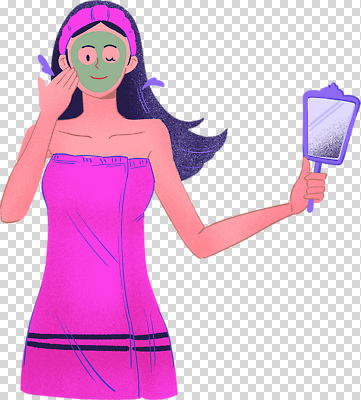 편집이미지 여자 한명 미소 누끼 상반신 성인 머리띠 바르기 손거울 목욕타월 PNG 머드팩 성인여자한명만 1 장신구 모션 표정 사람 수건 거울 여자한명만 성인여자만 파일형식