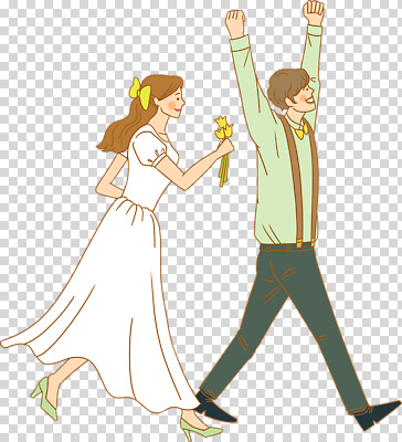 전신 편집이미지 여자 남자 행복 부케 웨딩드레스 미소 들기 누끼 성인 두명 걷기 만세 PNG 신랑신부 성인만 드레스 감정 신부_웨딩 꽃다발 신랑 결혼 모션 표정 사람 파일형식