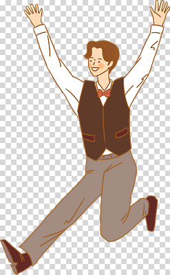 전신 편집이미지 남자 나비넥타이 한명 미소 누끼 성인 점프 만세 조끼 PNG 성인남자한명만 1 모션 넥타이 표정 사람 외투 남자한명만 성인남자만 파일형식