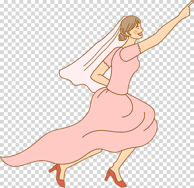 전신 편집이미지 여자 신부 분홍색 웨딩드레스 면사포 한명 미소 누끼 성인 달리기 손들기 가리킴 PNG 성인여자한명만 1 드레스 컬러 결혼 모션 표정 사람 손짓 결혼소품 여자한명만 성인여자만 파일형식